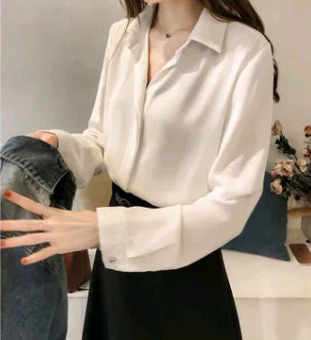 2020 Women's Plus Size Long Sleeve Chiffon Shirt