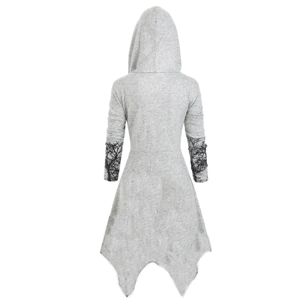2022 Women's Plus Size Tree Print Hooded Dress