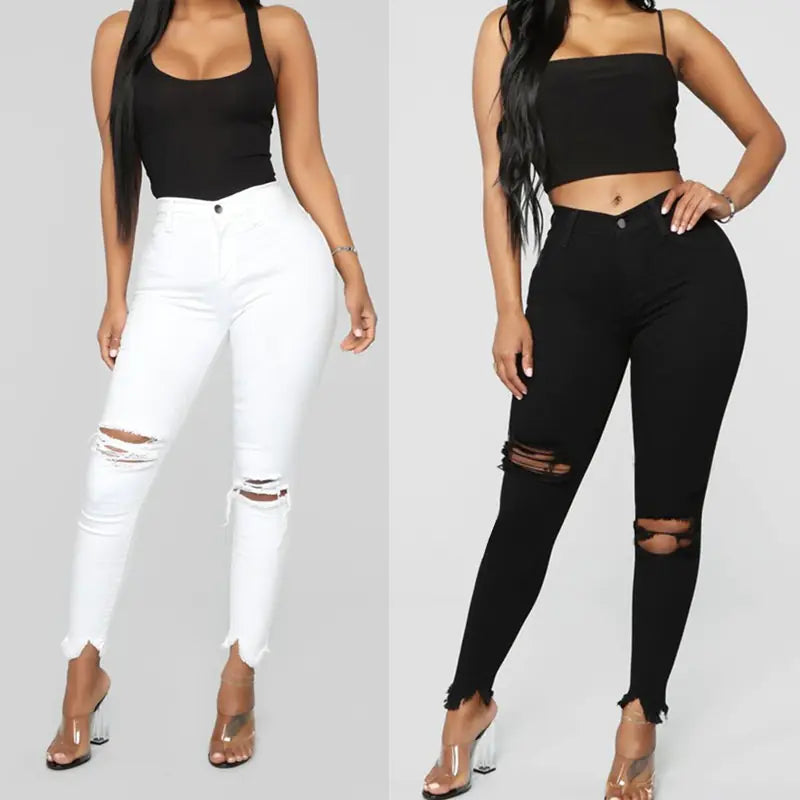 High Waist Ripped Plus Size Jeans