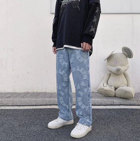 High Street Retro Distressed Baggy Jeans