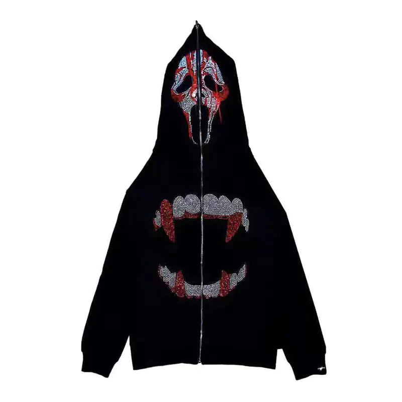 Ladies' Street Skull Rhinestone Zip Hoodie