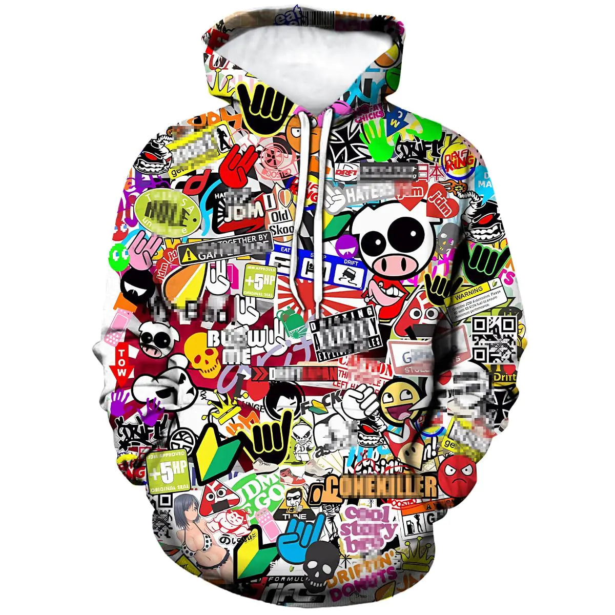 LAOLIUSN Mens Hipster Hip Hop Urban Sweatshirt Graffiti Street Art Hoodie Funny PulloverRedS