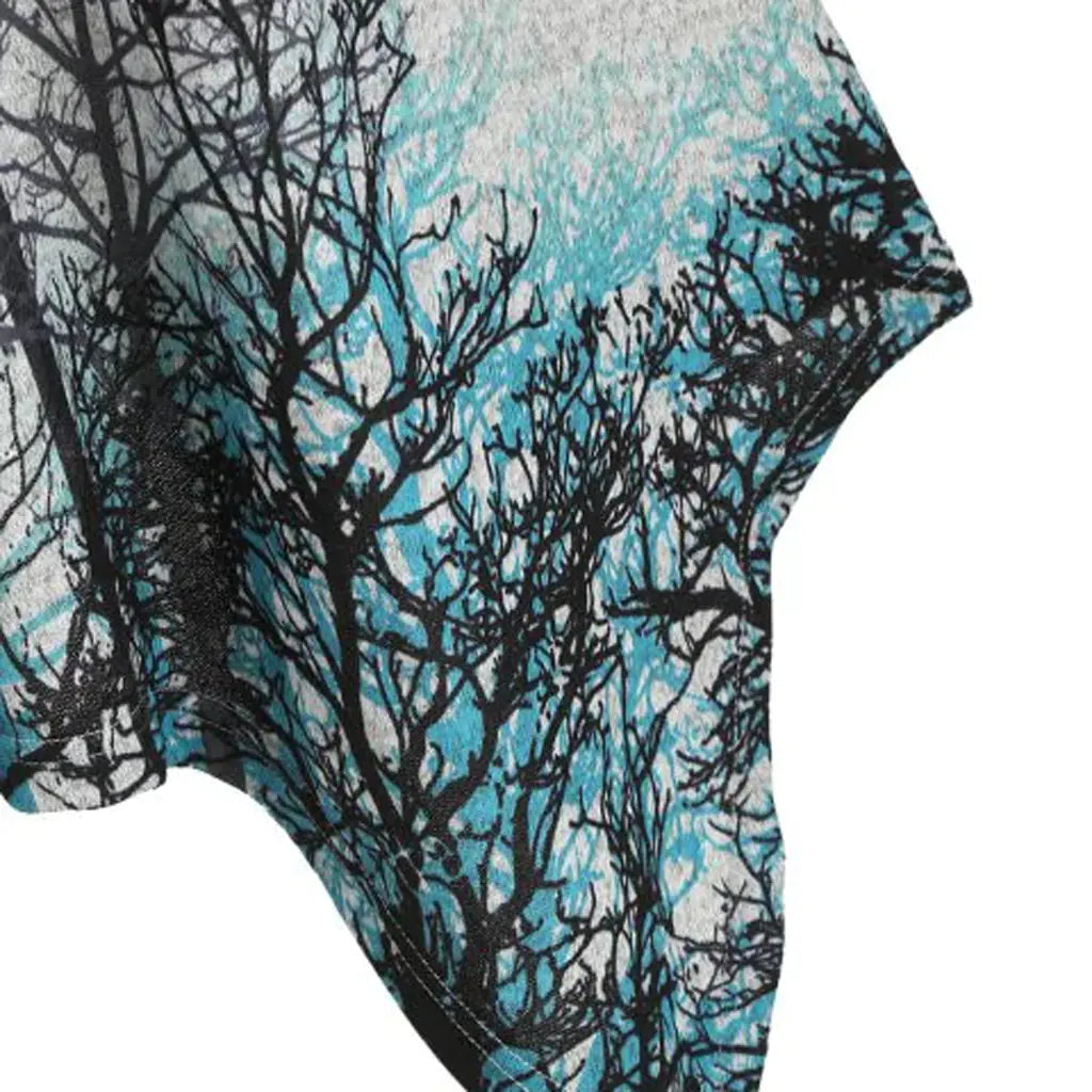 2022 Women's Plus Size Tree Print Hooded Dress