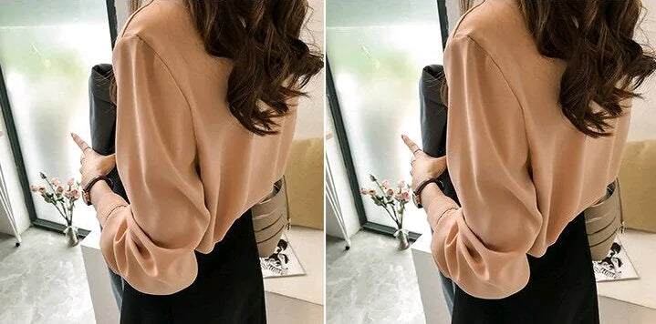 2020 Women's Plus Size Long Sleeve Chiffon Shirt