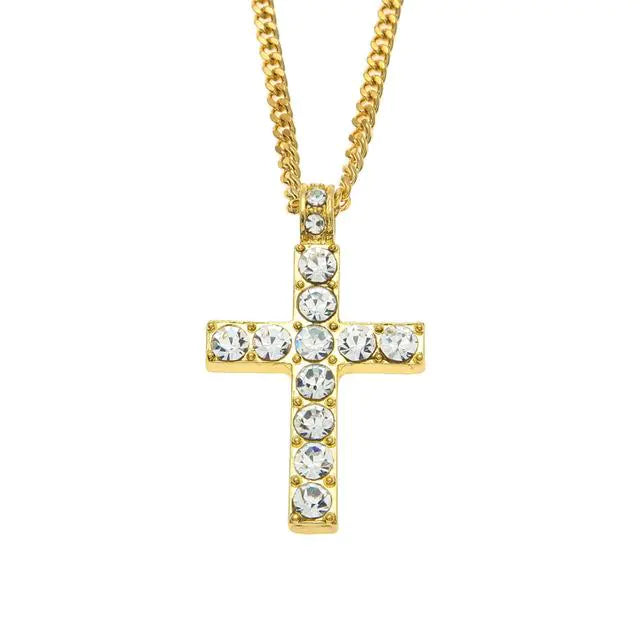 Classic Hip-Hop Men's Cross Necklace with Diamonds