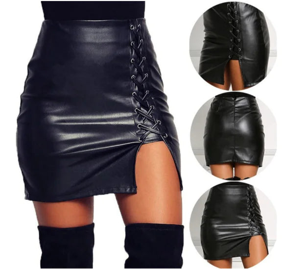 Autumn High Waist Punk PU Hip Hop Skirt