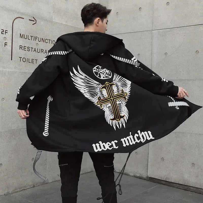 Hooded Windbreaker, Hip Hop Jacket, Dark Style Coat