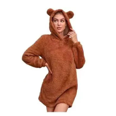 Cartoon Hooded Coral Fleece Home Sweater