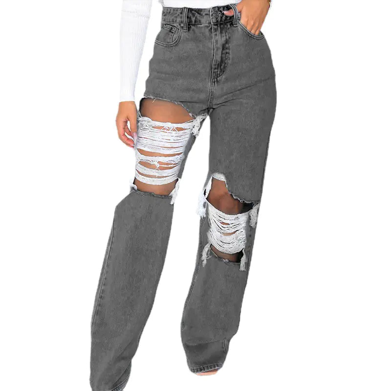 Hip Hop Women's Trendy Washed Street Trousers